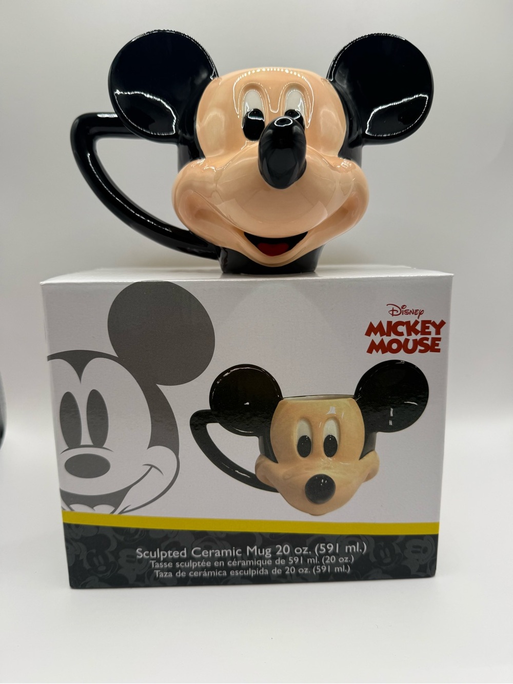 Disney Mickey Mouse 3D Sculpted Head Ceramic Mug 20oz New In Box Coffee Cup